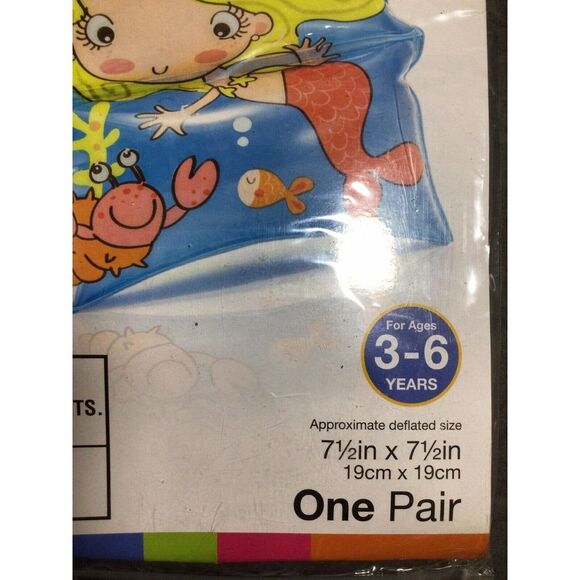 Mermaid Inflatable Armbands 2 Pair 2 pcs girls pool floaties for ages 3-6 - Picture 2 of 5